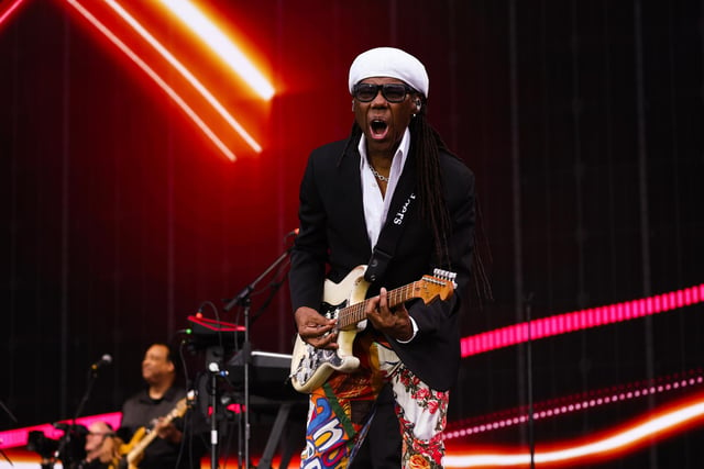 The legendary Nile Rodgers and Chic perform on the main stage (Photo by Jeff J Mitchell/Getty Images)