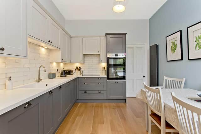 Shaker-style fittings in the tasteful kitchen