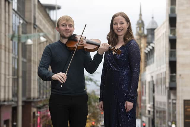 Singer-songwriter Beth Malcom and fiddler Eric Linklater helped launch the Celtic Connections programme at the Royal Concert Hall in Glasgow. Picture: Craig Foy/SNS Group.