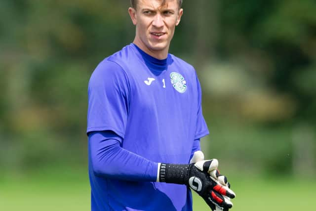 TRANENT, SCOTLAND - JULY 12: Hibernian's Matt Macey during a Hibernian press conference at the Hibernian Training Centre on July 12, 2021, in Tranent, Scotland. (Photo by Mark Scates / SNS Group)