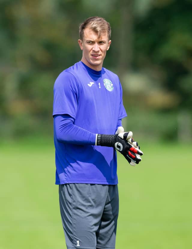 TRANENT, SCOTLAND - JULY 12: Hibernian's Matt Macey during a Hibernian press conference at the Hibernian Training Centre on July 12, 2021, in Tranent, Scotland. (Photo by Mark Scates / SNS Group)