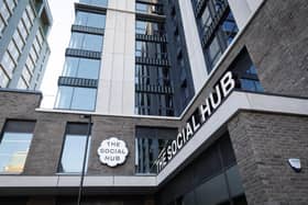 Exterior view of The Social Hub in the Merchant City, Glasgow.