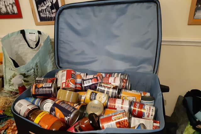 Scots have donated suitcases full of non-perishable foods.