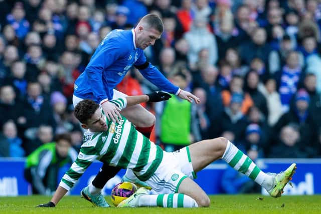 Rangers' John Lundstram fouls Celtic's Matt O'Riley during the 2-2 draw at Ibrox. (Photo by Alan Harvey / SNS Group)
