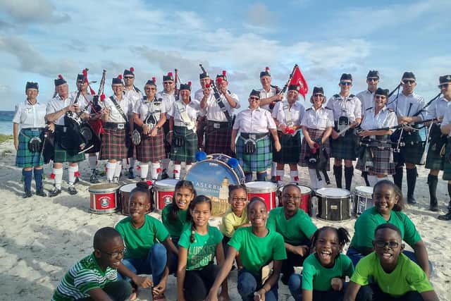 Pipers from Fraserburgh on the boardwalk at the last live Barbados Celtic Festival in 2019. PIC: Contributed.