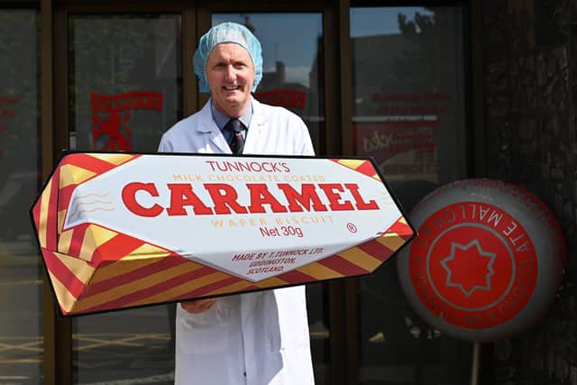 Fergus Loudon of Tunnock's with a giant teacake; India is growing ever fonder of Scottish treats (Picture: John Devlin)