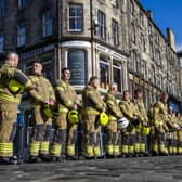 Hundreds of firefighters lined the route of the funeral cortege. Picture: Lisa Ferguson