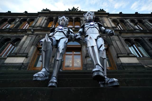 Cybermen at the entrance to the National Museum Of Scotland at a preview for the Doctor Who Worlds of Wonder exhibition at National Museum of Scotland in December. Picture: Andrew Milligan/PA Wire