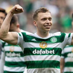Celtic's Alistair Johnston celebrates last weekend's win over Rangers.