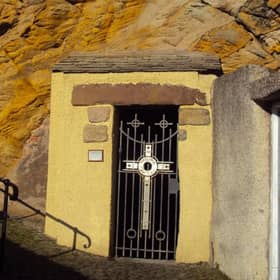 St Fillan’s Cave is embedded in a natural rock behind the small town of Pittenweem.