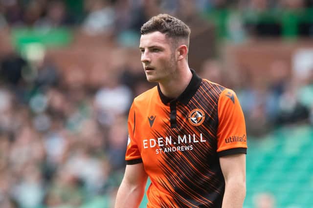 Kerr Smith in action for Dundee United during a cinch Premiership match at Celtic Park on September 25, 2021. (Photo by Craig Foy / SNS Group)