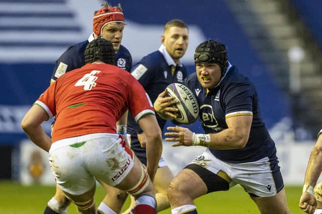 Zander Fagerson is facing a Six Nations disciplinary hearing following his red card against Wales. Picture: Ross Parker/SNS
