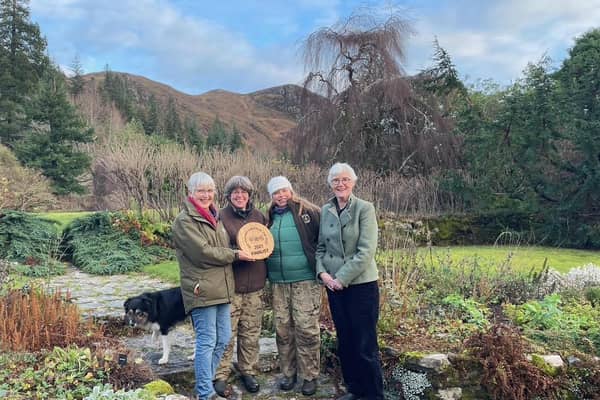 Pic: (l to r) Helen Feary (RHS), Frances MacKenzie and Pamela Bruce (both members of the gardening team at Attadale), Joanna Macpherson (Attadale Gardens owner).