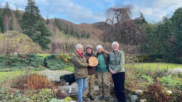 Pic: (l to r) Helen Feary (RHS), Frances MacKenzie and Pamela Bruce (both members of the gardening team at Attadale), Joanna Macpherson (Attadale Gardens owner).