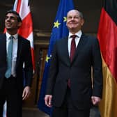 Prime Minister Rishi Sunak (left) and German Chancellor Olaf Scholz pose for a photograpgh ahead of a bilateral meeting at the Munich Security Conference in Germany. The Prime Minister will give a speech and meet with a number of world leaders while at the summit. He is also expected to meet European Commission president Ursula von der Leyen on the fringes to talk about a deal to fix the Northern Ireland Protocol. Picture date: Saturday February 18, 2023.