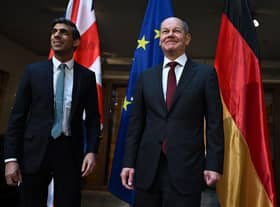 Prime Minister Rishi Sunak (left) and German Chancellor Olaf Scholz pose for a photograpgh ahead of a bilateral meeting at the Munich Security Conference in Germany. The Prime Minister will give a speech and meet with a number of world leaders while at the summit. He is also expected to meet European Commission president Ursula von der Leyen on the fringes to talk about a deal to fix the Northern Ireland Protocol. Picture date: Saturday February 18, 2023.