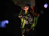 US singer Billie Eilish performs in the headline slot on the Pyramid Stage during day three of Glastonbury Festival at Worthy Farm, Pilton on June 24, 2022 in Glastonbury, England. (Photo by Leon Neal/Getty Images)