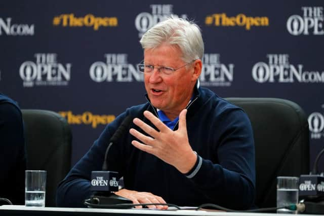 Chief Executive of the R&A Martin Slumbers speaks to the media at the R&A press conference prior to the 148th Open at Royal Portrush. Picture: Kevin C. Cox/Getty Images.