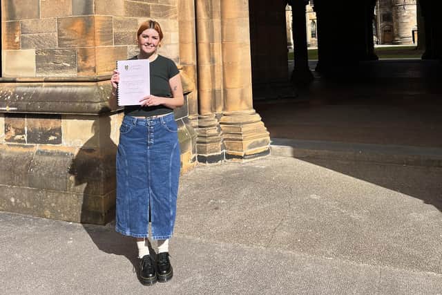 Glasgow University student Jess Wilson wither her dissertation