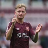 Hearts' Frankie Kent acknowledges the support following the pre-season friendly against Leeds United at Tynecastle. Photo by Ross MacDonald / SNS Group
