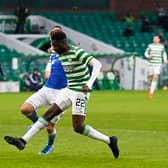Odsonne Edouard shoots for goal during the first half at Celtic Park. Picture: SNS