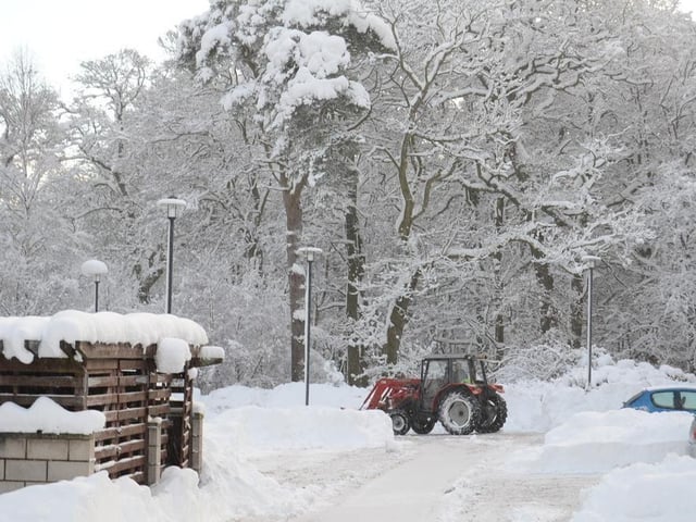 Snow warnings are in place for northern Scotland, with as much as 15cm falling in higher areas.