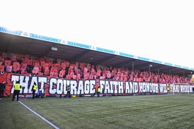 The Rangers' fans display ahead of kick off in honour of Remembrance Sunday.