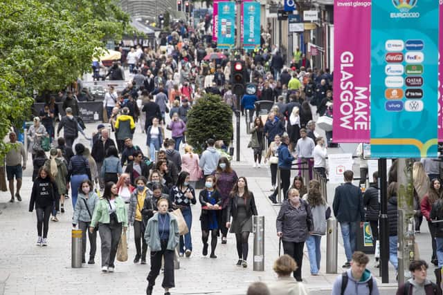 Shoppers hit the streets in Glasgow city centre. Picture: Jane Barlow