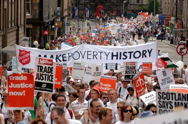 The G8 Summit, Make Poverty History march in Edinburgh in July 2005.  Picture: Ian Rutherford