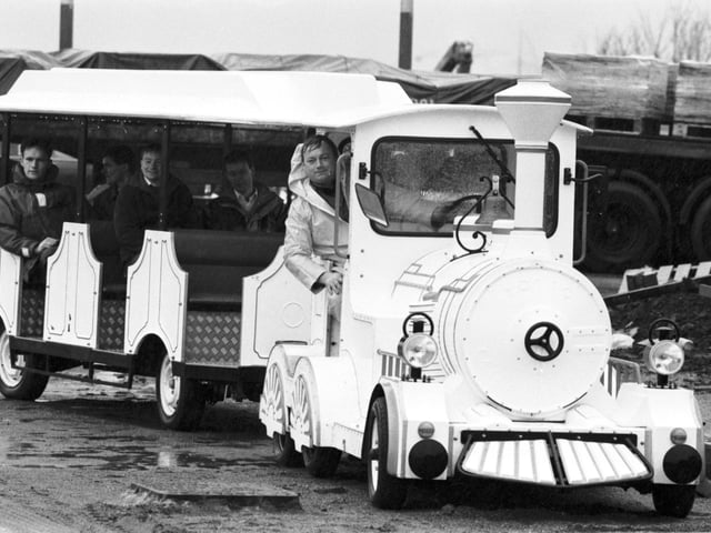 Staff from the Glasgow Garden Festival have a last ride on the miniature train at the site in November 1988.