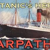 A 1912 poster highlighting Carpathia's role in the Titanic sinking