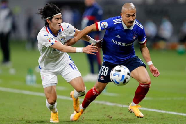 Daizen Maeda, right, is on the cusp on a move from Yokohama F Marinos to Celtic.