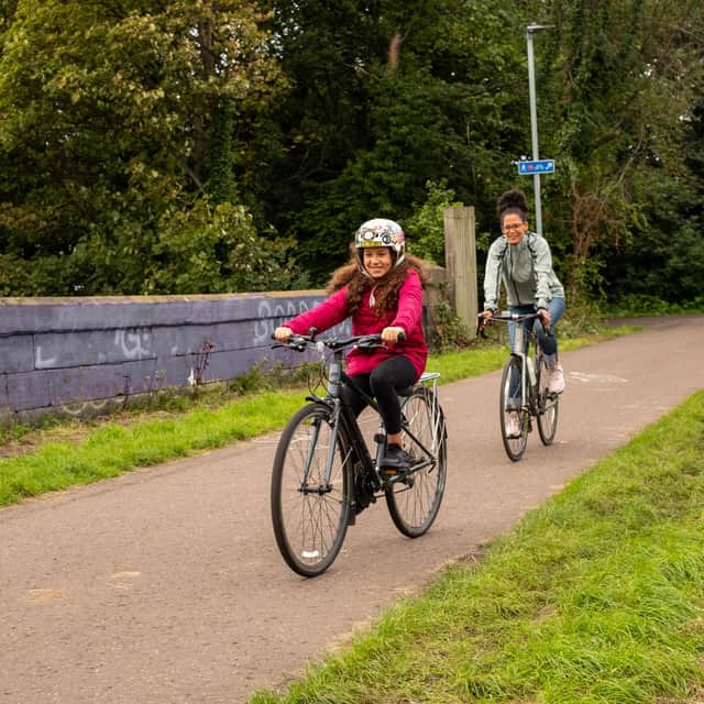 Cyclists taking advantage of a traffic-free route