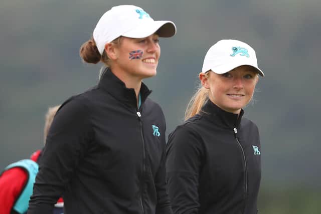 Louise Duncan looks on at Hannah Darling of Team Great Britain and Ireland as they walk down the 1st hole during day one of last year's Curtis Cup at Conwy. (Photo by Matthew Lewis/R&A/R&A via Getty Images)