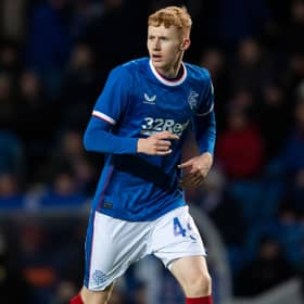 GLASGOW, SCOTLAND - DECEMBER 28: Adam Devine in action for Rangers during a cinch Premiership match between Rangers and Motherwell at Ibrox Stadium, on December 28, 2022, in Glasgow, Scotland. (Photo by Craig Foy / SNS Group)