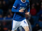 GLASGOW, SCOTLAND - DECEMBER 28: Adam Devine in action for Rangers during a cinch Premiership match between Rangers and Motherwell at Ibrox Stadium, on December 28, 2022, in Glasgow, Scotland. (Photo by Craig Foy / SNS Group)