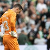 Rangers goalkeeper Jon McLaughlin bows his head after his error leads to a fourth goal for Celtic during Saturday's 4-0 defeat.  (Photo by Craig Williamson / SNS Group)