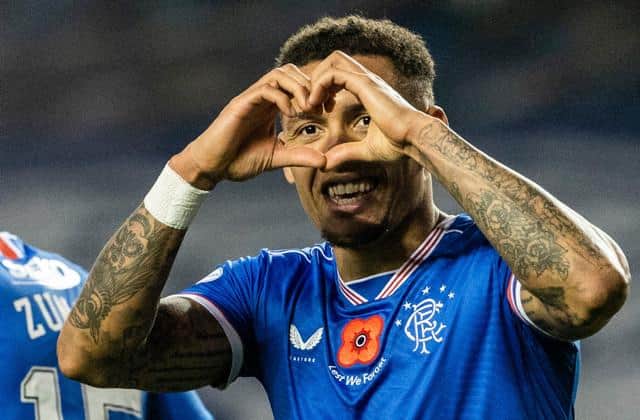 Rangers captain James Tavernier celebrating one of the 18 goals he has scored for the Ibrox club so far this season. (Photo by Alan Harvey / SNS Group)
