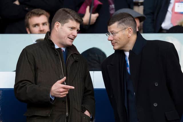 McKay speaking with SPFL chief Neil Doncaster. Picture: SNS