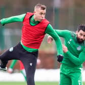 Hibs defenders Ryan Porteous (left) and Darren McGregor have both made important contributions in a memorable season for the Leith club. Photo by Mark Scates / SNS Group