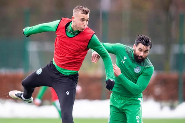 Hibs defenders Ryan Porteous (left) and Darren McGregor have both made important contributions in a memorable season for the Leith club. Photo by Mark Scates / SNS Group