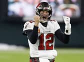 Tampa Bay Buccaneers quarterback Tom Brady reacts after winning the NFC championship game against the Green Bay Packers. Picture: Matt Ludtke/AP