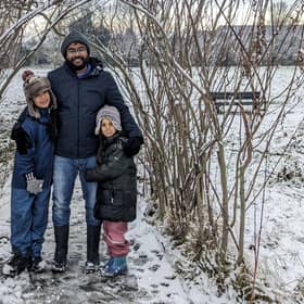 Sanas Sahib, pictured here with his children, Tariq and Layla