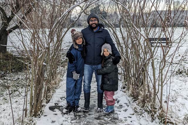Sanas Sahib, pictured here with his children, Tariq and Layla