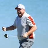 Shane Lowry celebrates on the third green during the Saturday afternoon fourballs in the the 43rd Ryder Cup at Whistling Straits. Picture: Mike Ehrmann/Getty Images.