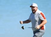 Shane Lowry celebrates on the third green during the Saturday afternoon fourballs in the the 43rd Ryder Cup at Whistling Straits. Picture: Mike Ehrmann/Getty Images.