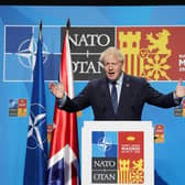 Prime Minister Boris Johnson speaks during the Nato summit in Madrid. Picture: Stefan Rousseau - WPA Pool/Getty Images