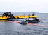 A tidal energy turbine is pictured in the sea near the European Marine Energy Centre in Orkney (Picture: Jane Barlow/pool/AFP via Getty Images)