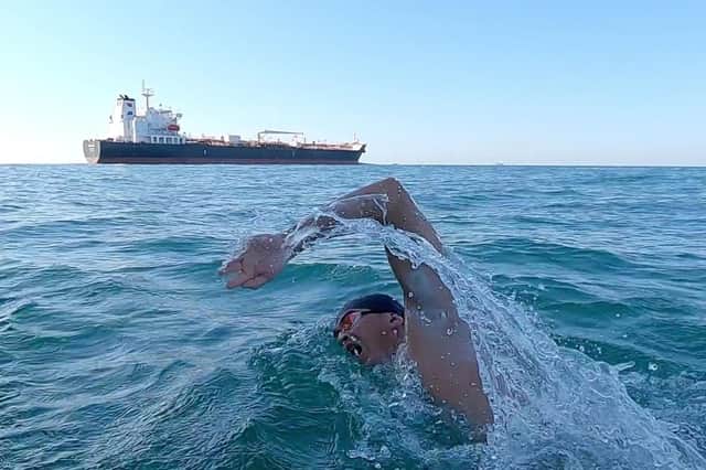 Andrew Donaldson swam the English Channel in eight hours exactly (Picture: Andy Donaldson)