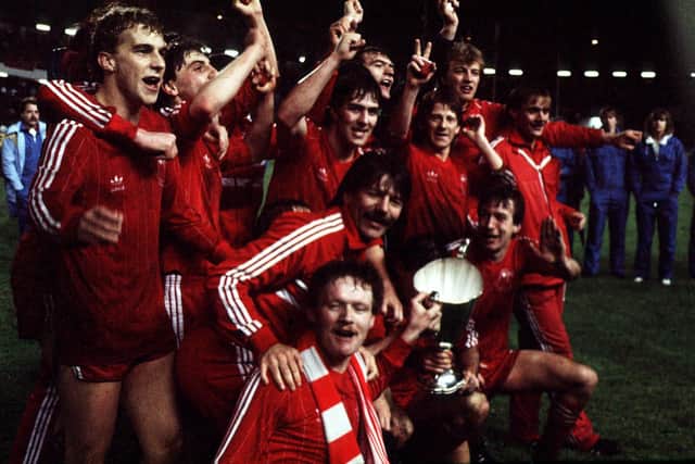Dons celebrations after winning the cup. Picture: SNS